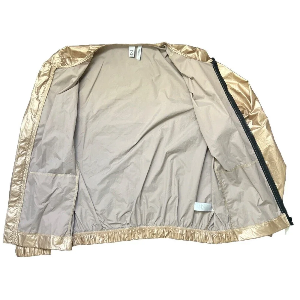 Z by Zella Windbreaker Waterproof Jacket SZ L Gold Chic Athleisure Sports Casual - Picture 3 of 9